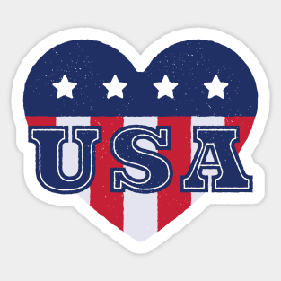 USA Heart Love - 4th July, Independence Day Gift Sticker